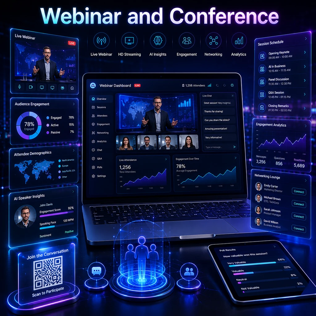 Webinar and conference event apps development services
